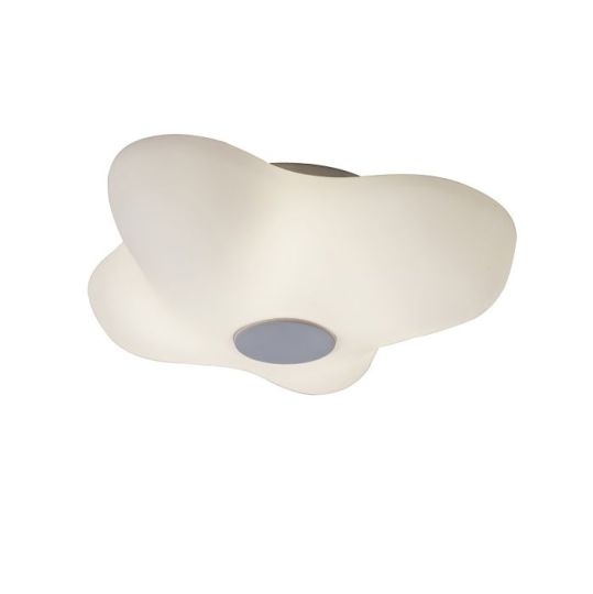 Mantra Eos Music Speaker Flush Ceiling 4 Light E27 Outdoor IP44 Opal White