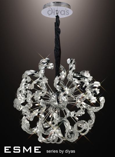 Diyas Lighting IL30554 - Esme Pendant 12 Light Polished Chrome/Crystal