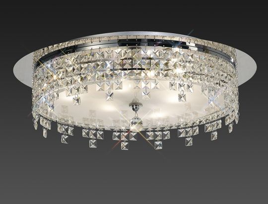 Diyas IL30261 Esta Ceiling Round 4 Light Polished Chrome/Glass/Crystal