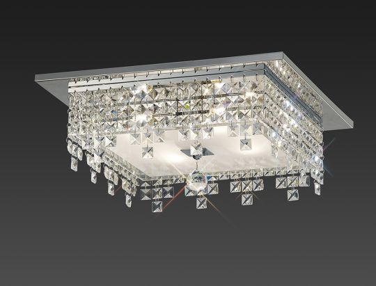 Diyas IL30262 Esta Ceiling Square 4 Light Polished Chrome/Glass/Crystal
