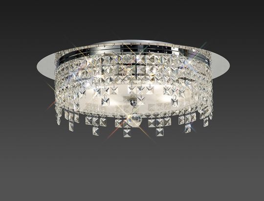 Diyas IL30263 Esta Ceiling Round 6 Light Polished Chrome/Glass/Crystal