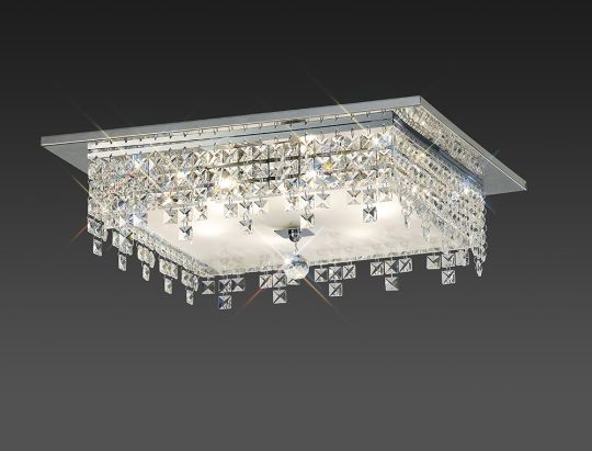 Diyas IL30264 Esta Ceiling Square 6 Light Polished Chrome/Glass/Crystal