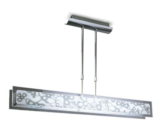 Mantra Euphoria Linear Pendant 2 Light T5 Polished Chrome Opal White Glass NOT LED CFL Compatible