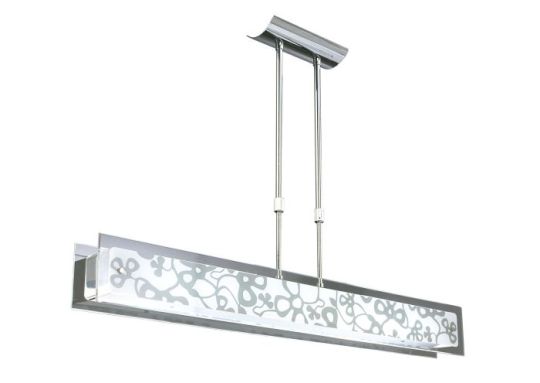 Mantra Euphoria Linear Pendant 2 Light T5 Wire Polished Chrome Opal White Glass NOT LED CFL Compatible
