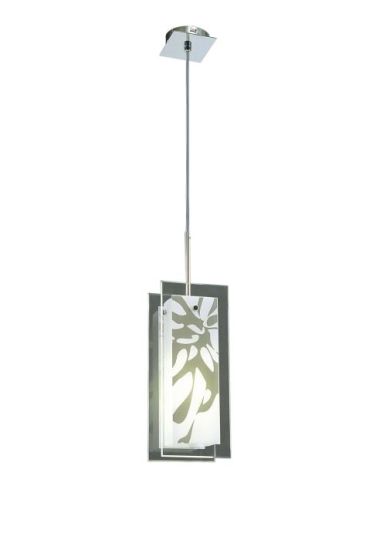 Mantra Euphoria Pendant 1 Light L1/SGU10 Polished Chrome/Opal White Glass CFL Lamps INCLUDED