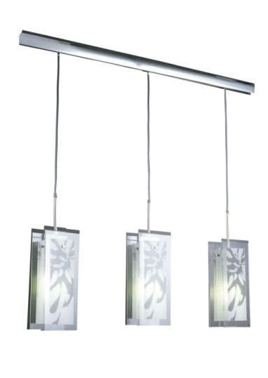 Mantra Euphoria Linear Pendant 3 Light L1/SGU10 Polished Chrome/Opal White Glass CFL Lamps INCLUDED
