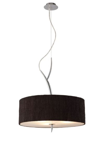 Mantra Eve Pendant 3 Light E27 Polished Chrome With Black Round Shade