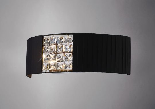 Diyas IL31171/BL Evelyn Wall Lamp With Black Shade 2 Light Polished Chrome/Crystal