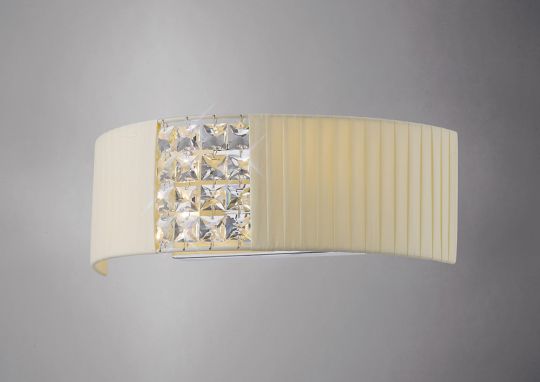 Diyas IL31171/CR Evelyn Wall Lamp With Cream Shade 2 Light Polished Chrome/Crystal