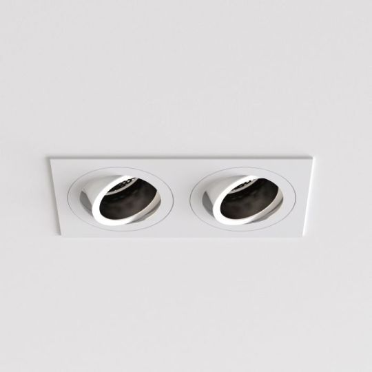 Astro Pinhole Square Twin Adjustable Indoor Downlight in Matt White
