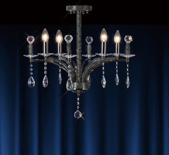 Diyas IL30364 Fiore Pendant 4 Light Black Chrome/Crystal