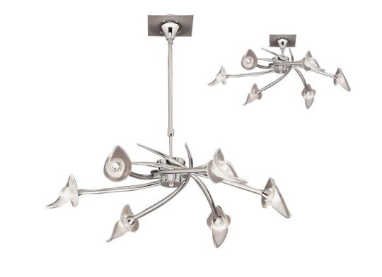 Mantra Flavia Telescopic Pendant Convertible To Semi Flush Round 6 Light G9 Polished Chrome