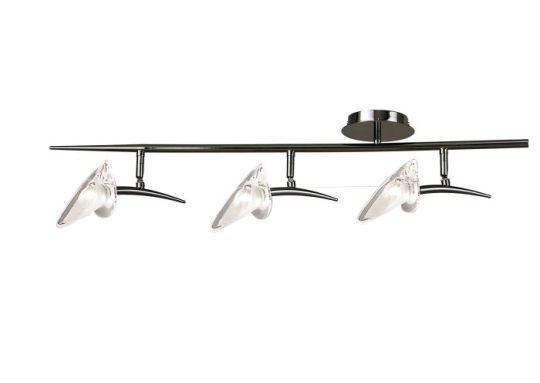 Mantra Flavia Linear Spot Light 3 Light G9 With Adjustable Heads Black Chrome