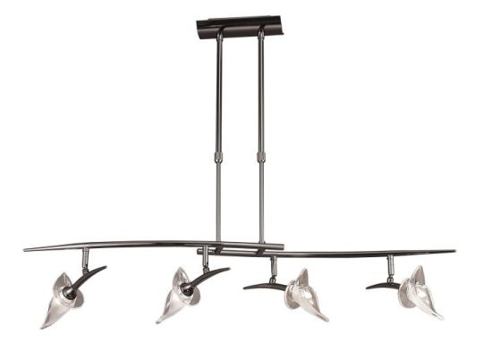Mantra Flavia Telescopic Linear Pendant 4 Light G9 With Adjustable Heads Black Chrome