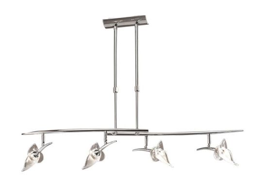 Mantra Flavia Telescopic Pendant Linear Bar 4 Light G9 With Adjustable Heads Polished Chrome
