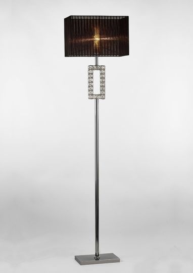 Diyas IL31727 Florence Renctangle Floor Lamp With Black Shade 1 Light Polished Chrome/Crystal