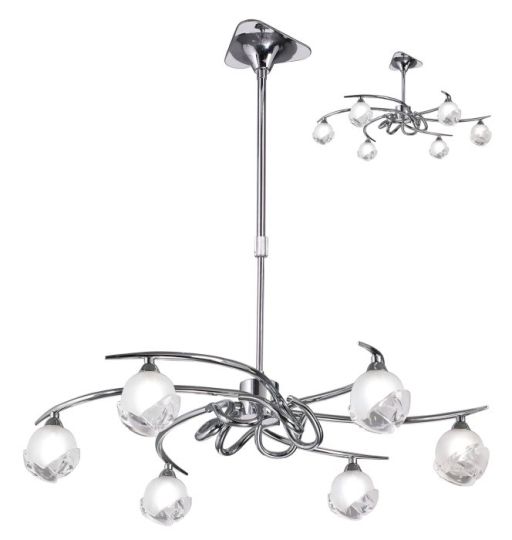 Mantra Fragma Telescopic Convertible To Semi Flush 6 Light G9 Polished Chrome