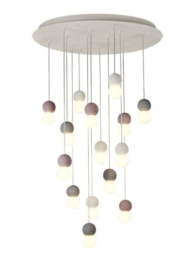Mantra Galaxia Pendant Round 15 Light E27 White/Grey/Red Cement White Base & Cable Item Weight: 22kg