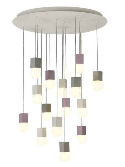 Mantra Galaxia Pendant Square 15 Light E27 White / Grey / Red Cement White Base & Cable Item Weight: 19.4kg