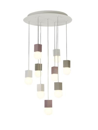 Mantra Galaxia Pendant Square 9 Light E27 White / Grey / Red Cement White Base & Cable