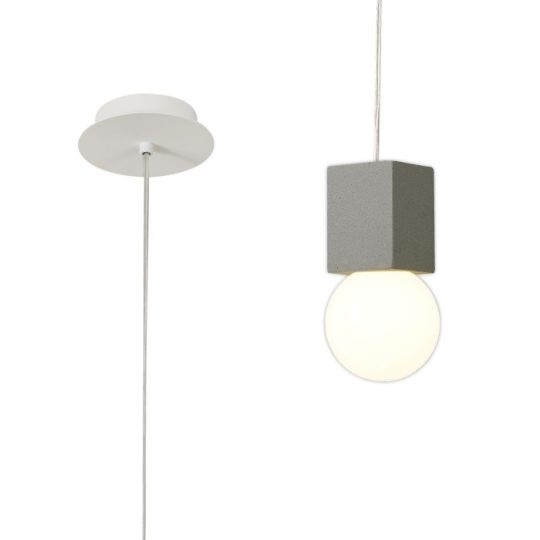 Mantra Galaxia Pendant Square 1 Light E27 White / Grey Cement