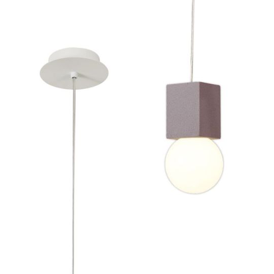 Mantra Galaxia Pendant Square 1 Light E27 White / Red Cement