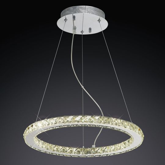 Diyas IL80036 Galaxy Pendant Round Small 27W LED 4000K Polished Chrome/Crystal