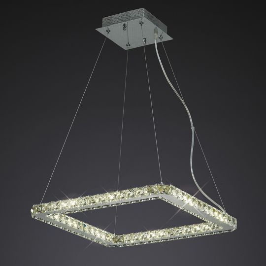 Diyas IL80038 Galaxy Pendant Square Small 24W LED 4000K Polished Chrome/Crystal