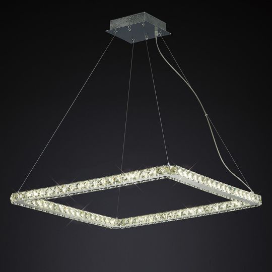 Diyas IL80039 Galaxy Pendant Square Large 36W LED 4000K Polished Chrome/Crystal