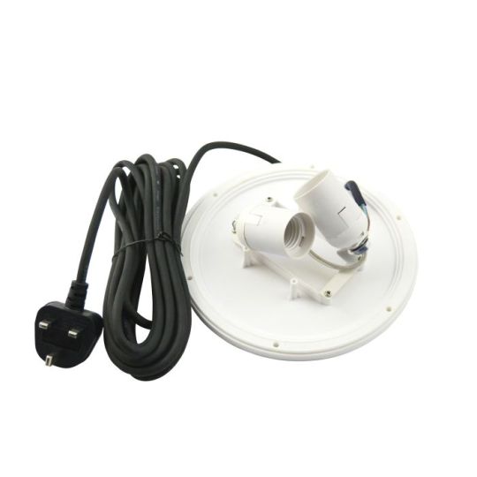 Mantra E27 Plate 2 Light CFL Outdoor IP44 Supplied With 5M Cable White