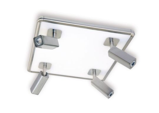 Mantra Ibiza Flush Ceiling Light 4 Head With Backlit Light 40W LED Square Satin Nickel 4000K 3000lm 3yrs Warranty