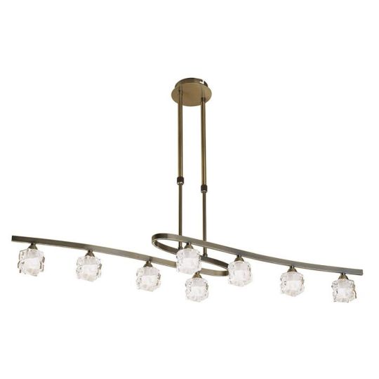 Mantra Ice Rectangular Telescopic 8 Light G9 ECO Antique Brass