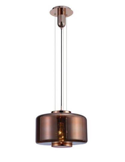 Mantra Jarras Pendant 40cm Round 1 x E27 (Max 40W) Copper / Rose Gold Glass