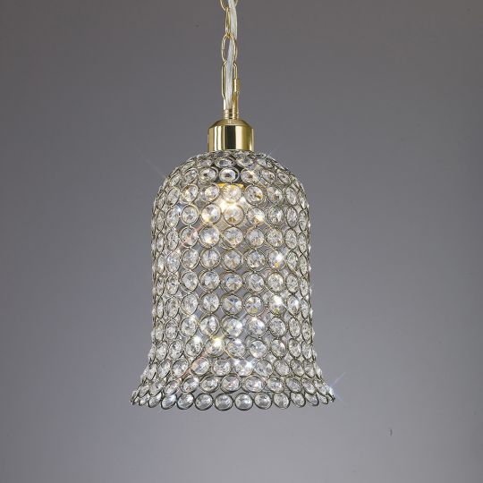 Diyas IL60031 Kudo Crystal Bell Shade Non-Electric Antique Brass/Crystal