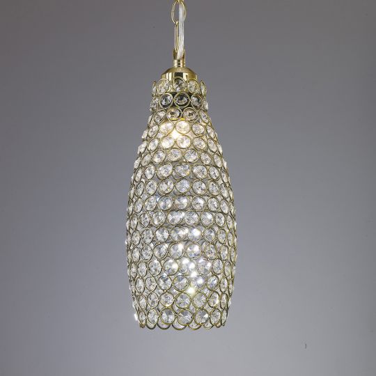 Diyas IL60033 Kudo Crystal Drum Shade Non-Electric Antique Brass/Crystal