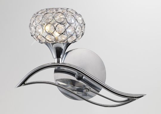 Diyas IL30951/L Leimo Wall Lamp Switched 1 Light Left Polished Chrome/Crystal