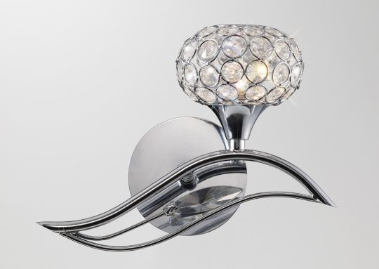 Diyas IL30951/R Leimo Wall Lamp Switched 1 Light Right Polished Chrome/Crystal
