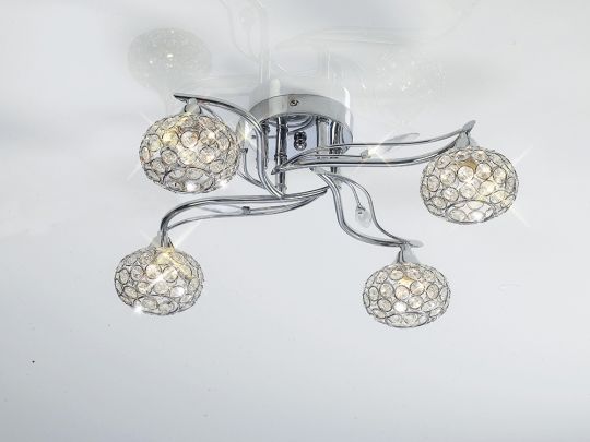 Diyas IL30954 Leimo Ceiling 4 Light Polished Chrome/Crystal