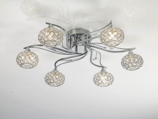 Diyas IL30956 Leimo Ceiling 6 Light Polished Chrome/Crystal