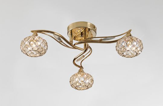 Diyas IL30963 Leimo Ceiling 3 Light French Gold/Crystal