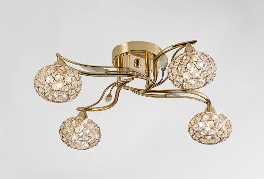 Diyas IL30964 Leimo Ceiling 4 Light French Gold/Crystal