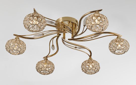 Diyas IL30966 Leimo Ceiling 6 Light French Gold/Crystal