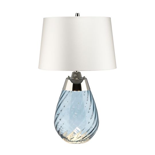 Elstead Lighting Lena 2 Light Small Blue Table Lamp with Off-white Shade LENA-TL-S-BLUE-OWSS