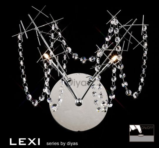 Diyas Lighting - Lexi Wall Lamp 2 Light Polished Chrome/Crystal Switched - IL30541
