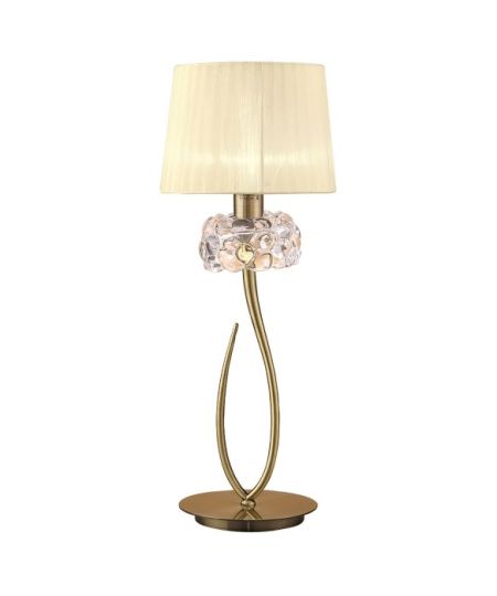 Mantra Loewe Table Lamp 1 Light E27 Large Antique Brass With Cream Shade