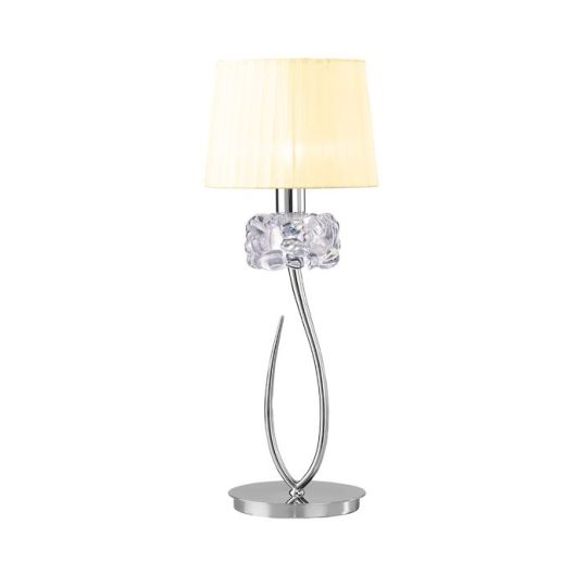 Mantra Loewe Table Lamp 1 Light E27 Large Polished Chrome With Cream Shade