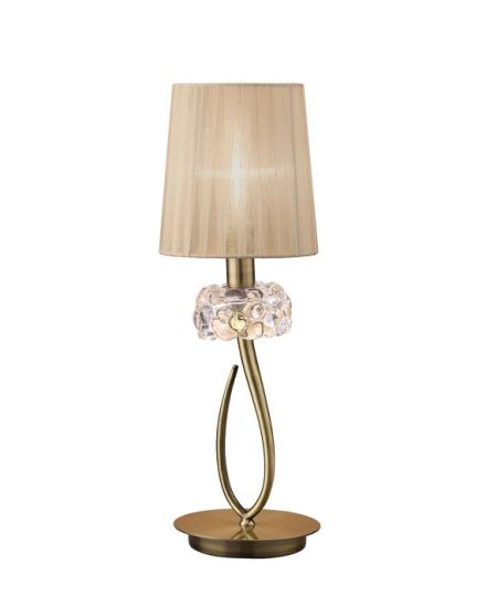 Mantra Loewe Table Lamp 1 Light E14 Small Antique Brass With Soft Bronze Shade