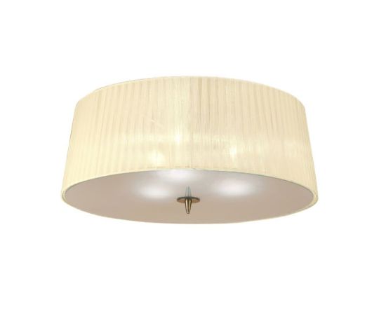 Mantra Loewe Flush Ceiling 3 Light E27 Antique Brass With Cream Shade
