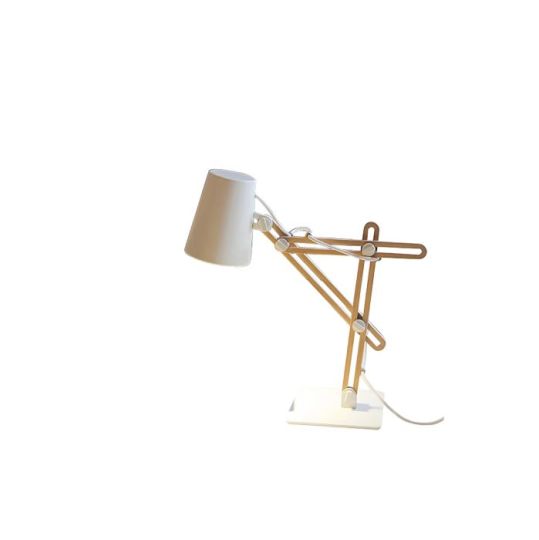 Mantra Looker Table Lamp 1 Light E27 Matt White/Beech