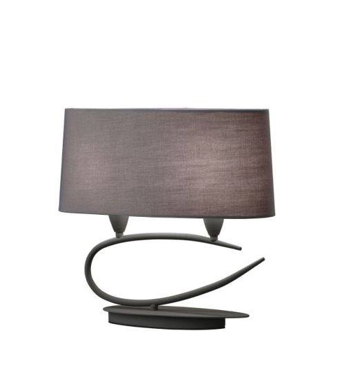 Mantra Lua Table Lamp 2 Light E27 Ash Grey With Ash Grey Shades